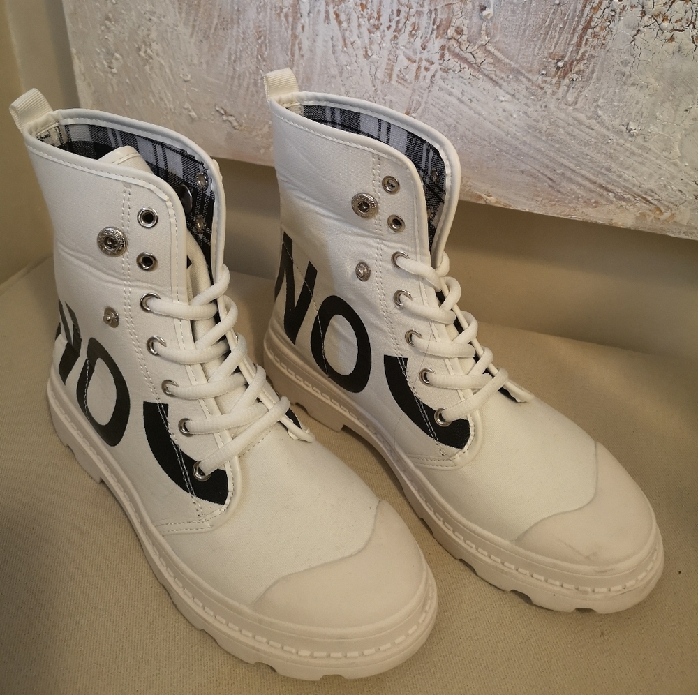 High top sneakers.